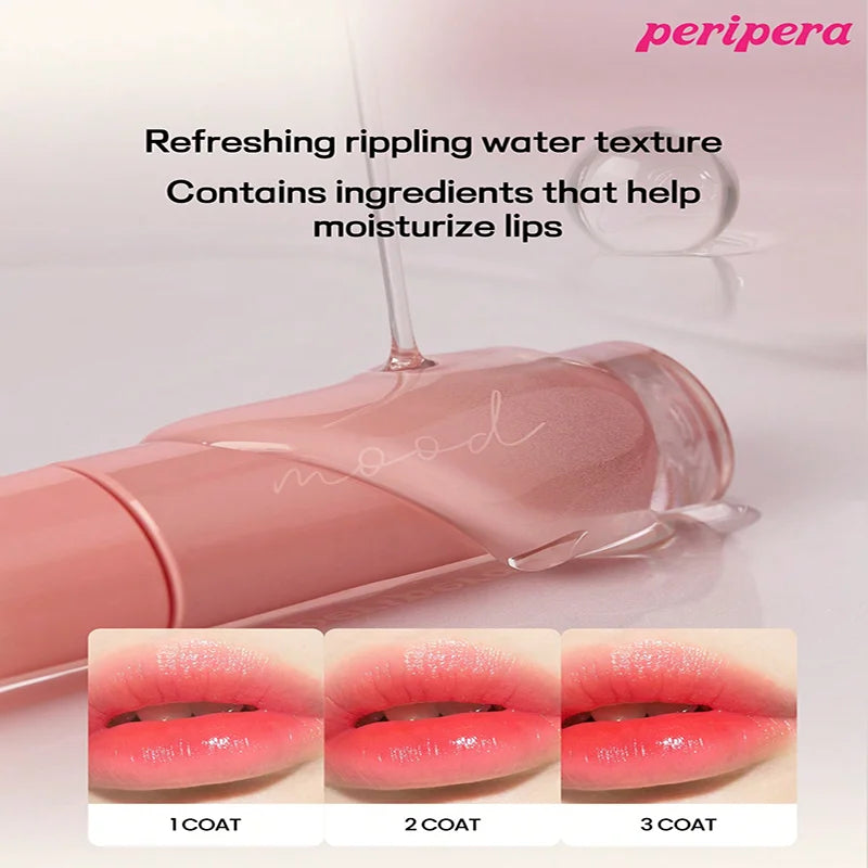 K-Beauty Lip Gloss Tint with Watery Shine & 16H Moisture - Non-Sticky & Mask Friendly