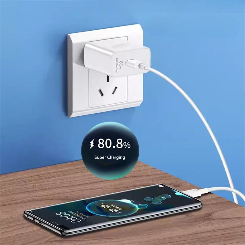 6A 66W Fast Wall Charger for Huawei & Honor Devices, USB-C Power Adapter