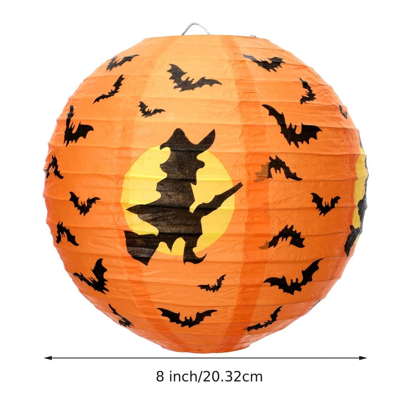 Halloween 3D Paper Pumpkin Lantern Set - Foldable Hanging Decor for Haunted House & Party