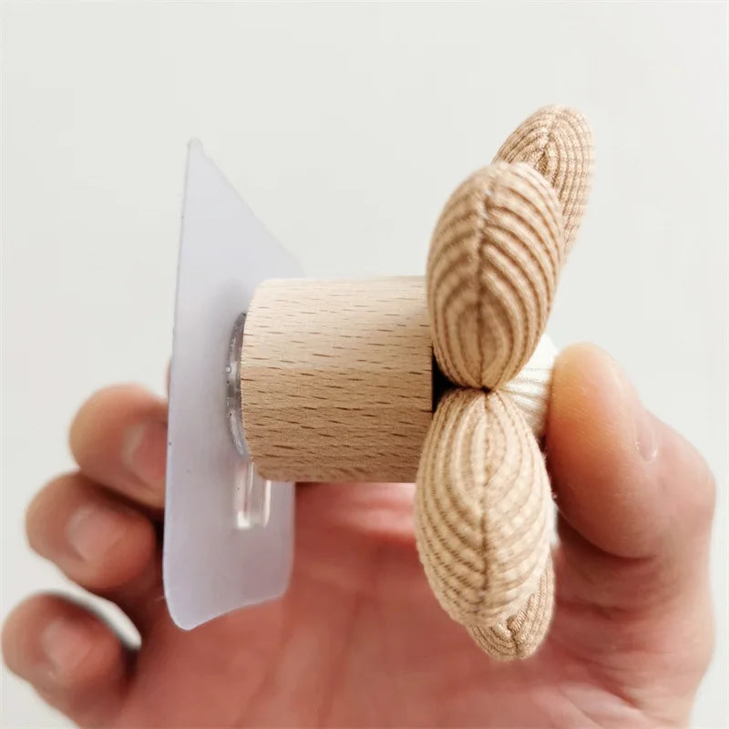 Wooden Wall Hook with Cloth Flower Decoration for Nursery & Kids Room Storage