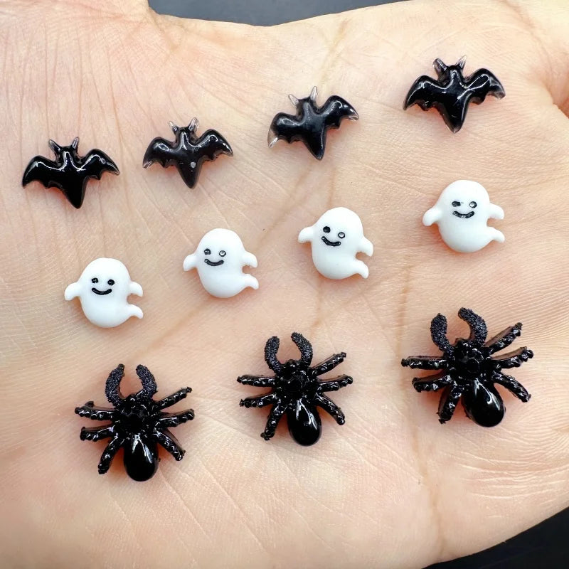 Halloween Nail Decorations 30pcs Bat Spider Resin Charms for Nail Art Accessories