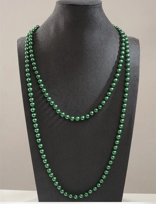 Long Pearl Necklace for Women Handmade Beaded Chain Jewelry Accessories