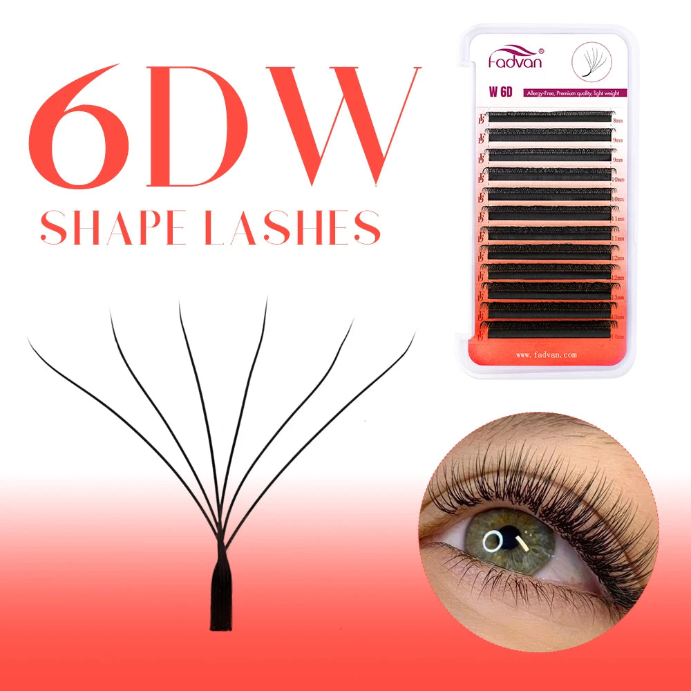 Eyelash Extension W-Shape Fans 0.07mm for Professional Natural Look - 10 Pcs