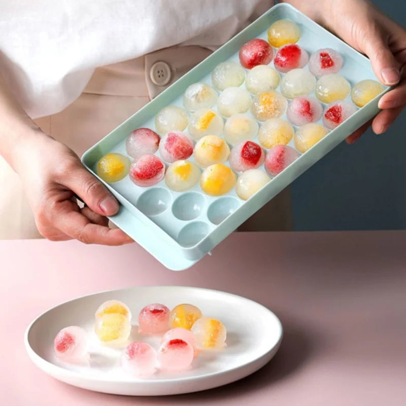 Ice Ball Mold for Whiskey and Cocktails - 33 Sphere Silicone Ice Cubes, Reusable & Food-Grade