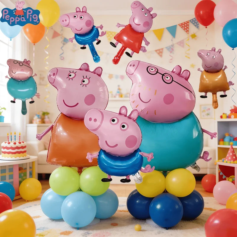 7pcs Peppa Pig Family Themed Birthday Balloons Party Decor Cartoon Kids Celebration