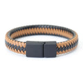 Men's Leather Bracelet Bangle with Magnetic Clasp - Black Braided Punk Style, Gift for Him