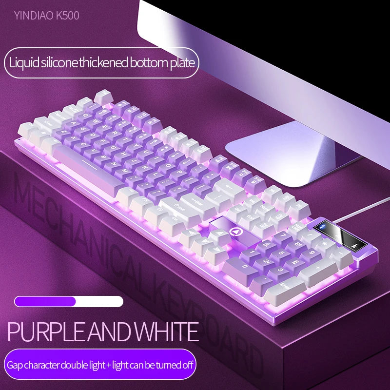 Mechanical Gaming Keyboard with RGB Backlit Wired 104 Keys for Desktop & Laptop