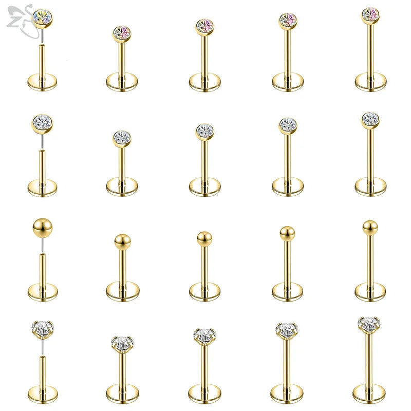 10PCS Lip Piercings Set Stainless Steel Cartilage Lip Rings Gold Silver Colors
