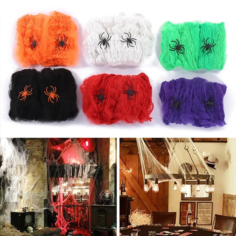 Halloween Spider Web Decoration Artificial Stretchy Cobweb for Haunted House & Party Scene Props