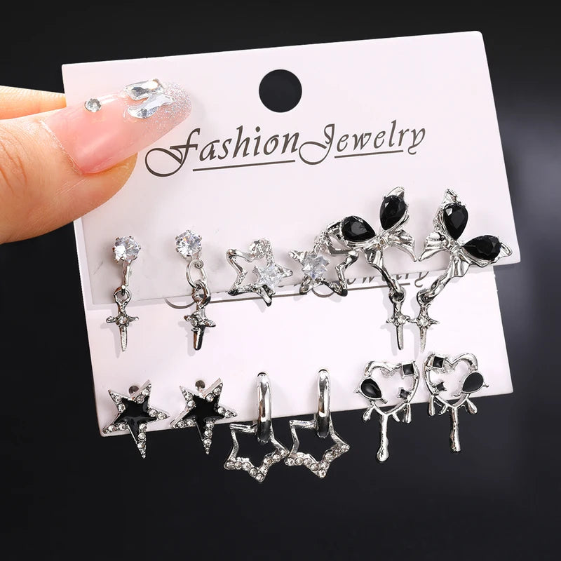 Goth Butterfly Star Earring Set for Women and Girls – Trendy Vintage Jewelry