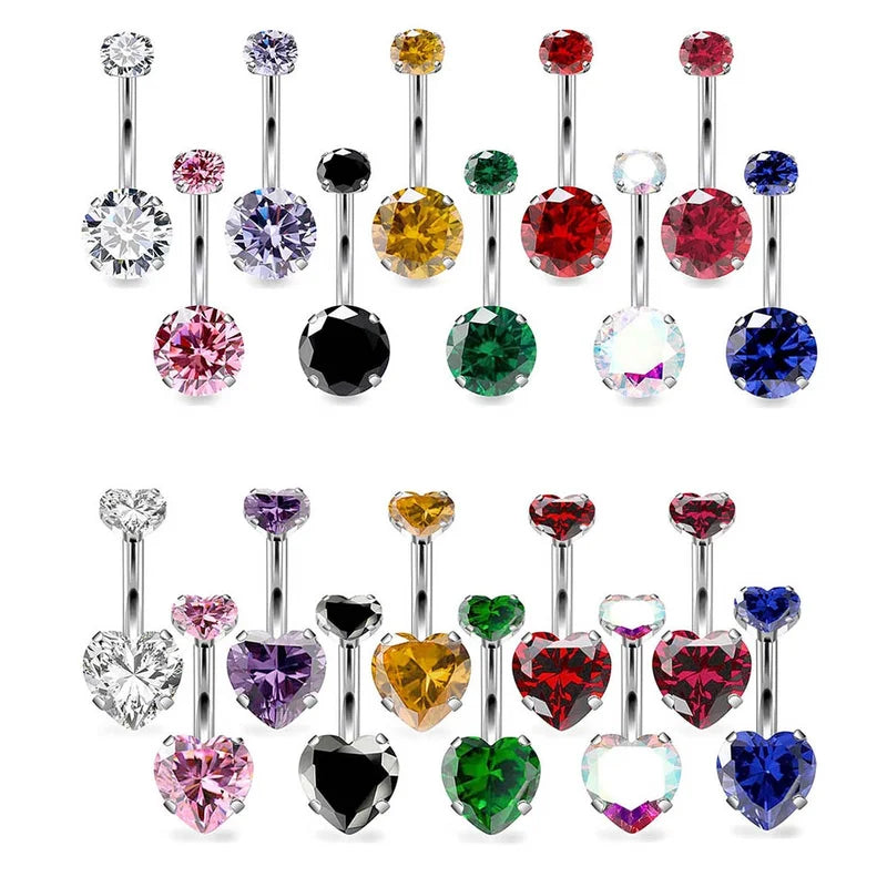 10Pcs Surgical Steel Multi-Shape Navel Rings Body Piercing Jewelry Set
