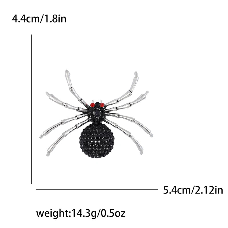 Halloween Rhinestone Spider Brooch for Women Animal Pins Party Accessories Gift