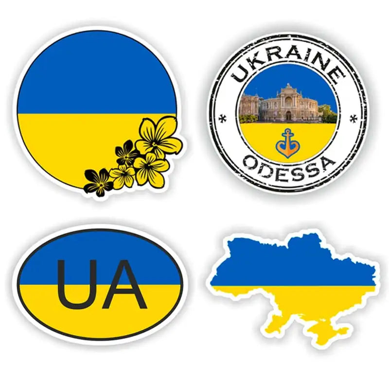 Ukraine Flag Round Wall Sticker - Waterproof Removable Decal for Laptop, Fridge, Guitar, Motorcycle Helmet & More