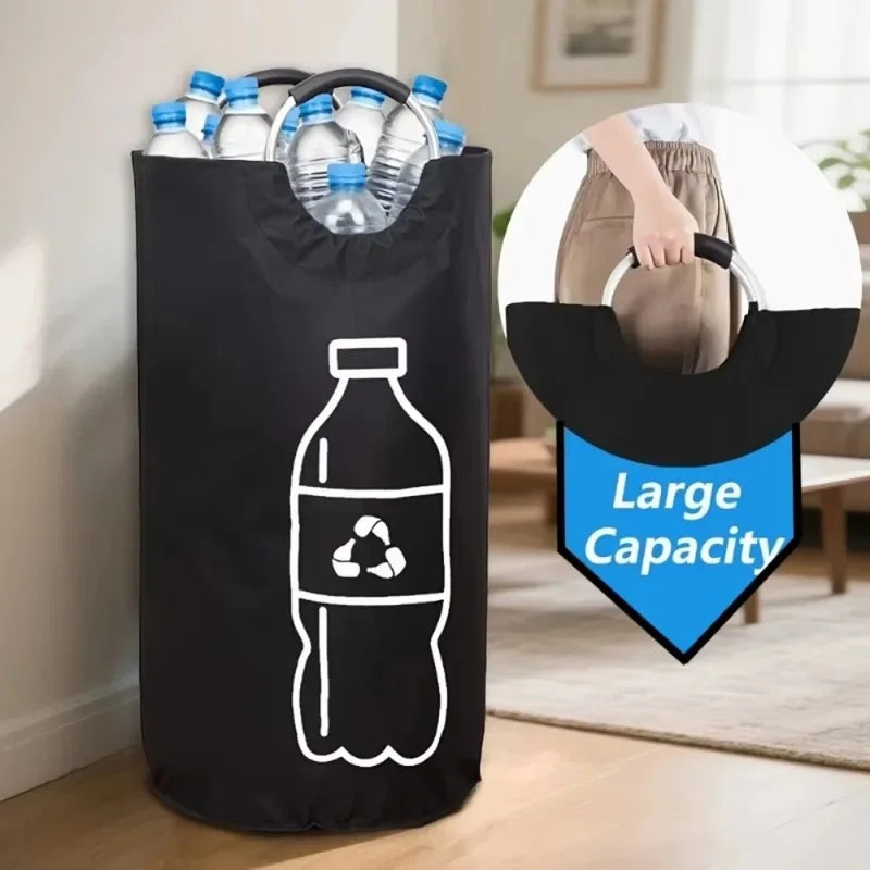Large Capacity Folding Storage Basket with Aluminum Handle for Waste Bottles