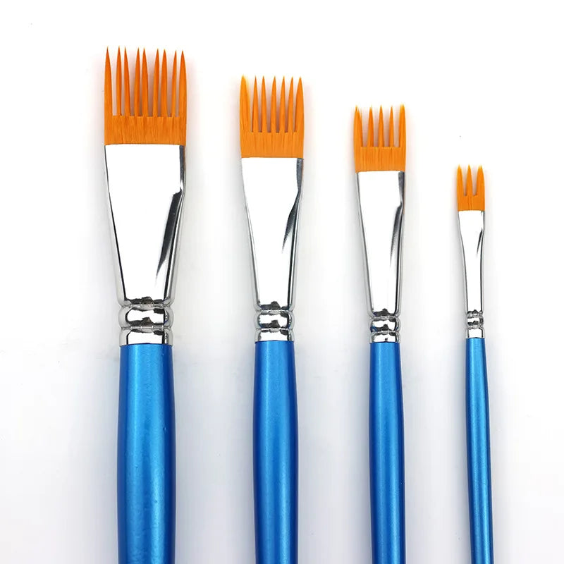 4-Piece Watercolor and Oil Art Brush Set for Artists & Students - Landscape & Leaf Shapes