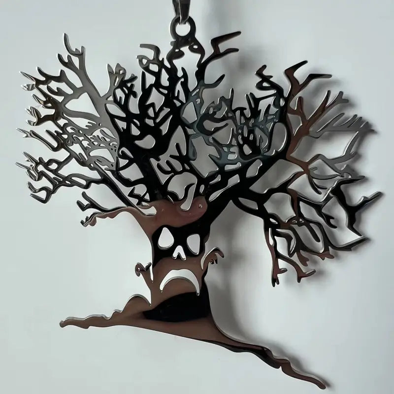 Halloween Tree Pendant Necklace Stainless Steel Tree of Life Jewelry
