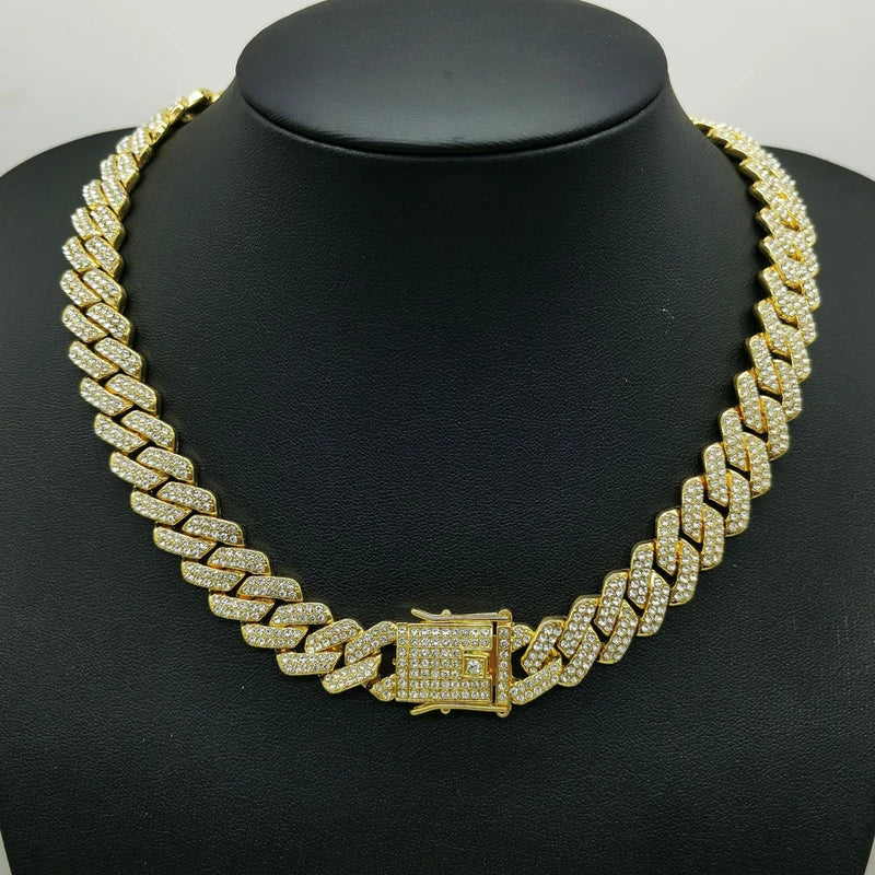 Men's Cuban Link Necklace 14MM Iced Out Chain Hip Hop Jewelry