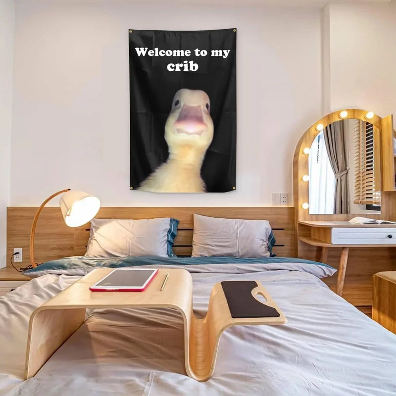 Funny Welcome to My Crib Flag 2x3 Feet Decorative Tapestry Dorm Room Home College Decor Brass Grommets