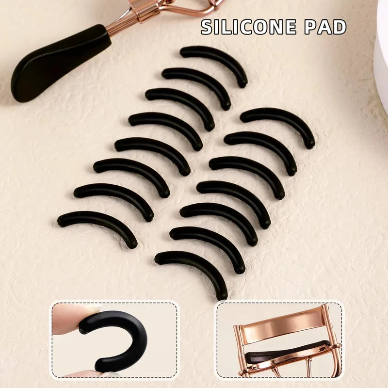 Portable Eyelash Curler Set with Silicone Pads - Stainless Steel Beauty Tool