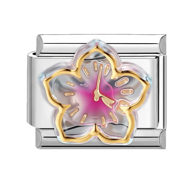 3D Flower Heart Bow Charm Links for 9mm Stainless Steel Bracelets DIY Jewelry Making