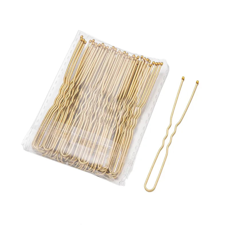 50Pcs Metal Waved U-Shaped Hair Pins for Women and Girls Hair Styling Accessories
