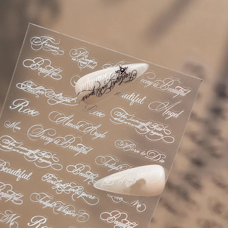 Nail Art Stickers Roman Letter Numbers Gothic Style DIY Manicure Decals