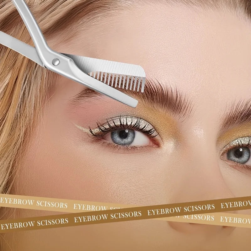 Professional Stainless Steel Eyebrow Scissors with Comb - Hypoallergenic & Ergonomic Grooming Tool