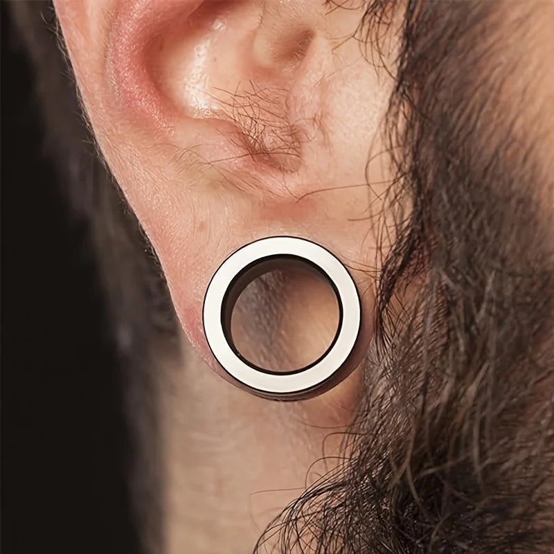 2-Pair Titanium & Stainless Steel Ear Gauge Tunnels Expander Plugs Body Piercing Jewelry