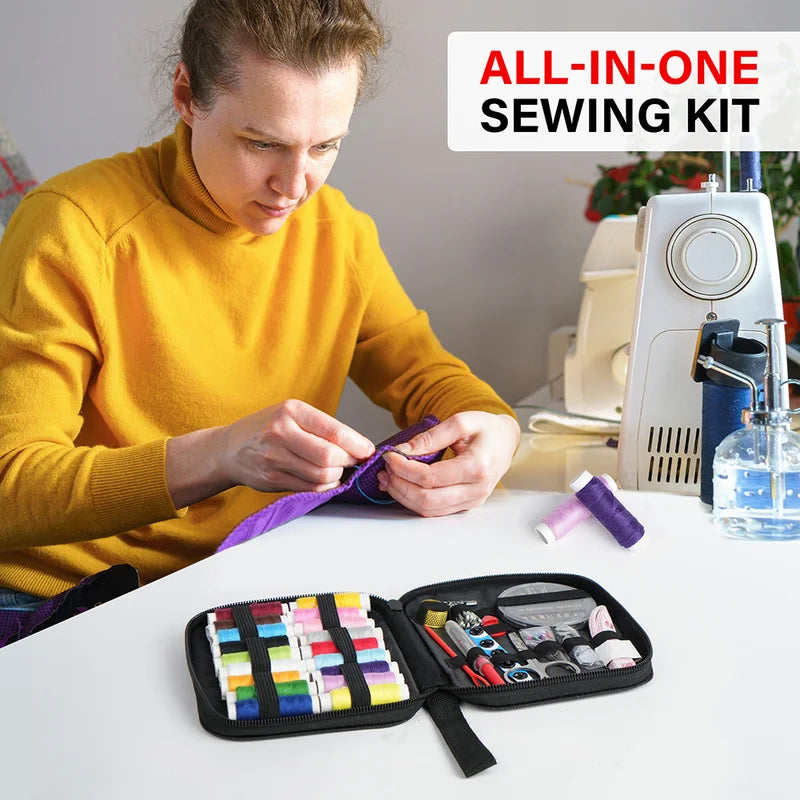 Portable Canvas Sewing Kit - Basic Travel and Emergency Repair Set
