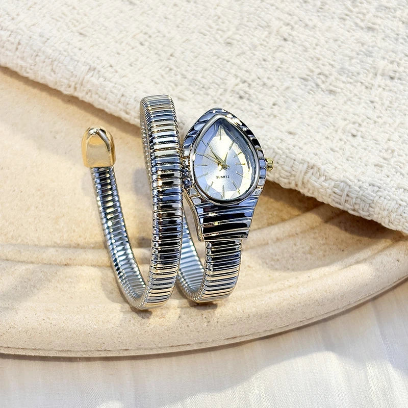 Women's Snake-Shape Quartz Watch with Elastic Bracelet - Creative Cross-Border Accessory
