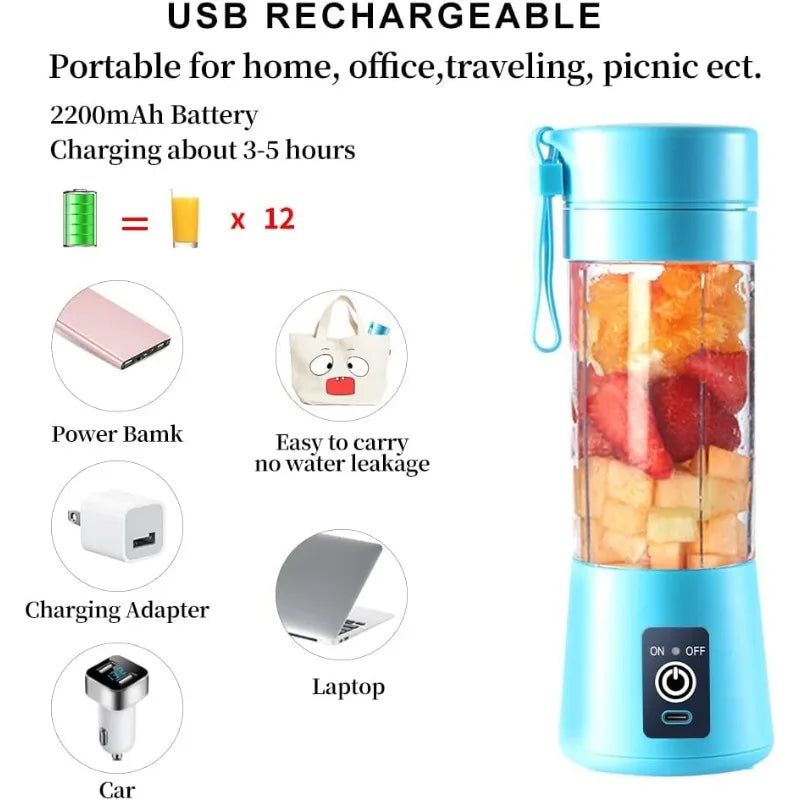 Portable 380ml USB Blender for Shakes & Smoothies - Rechargeable & Compact