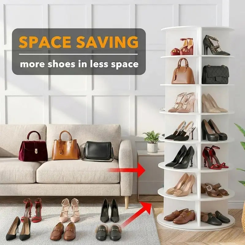 Rotating Shoe Rack Tower - 7 Tiers Spin Shoe & Accessory Organizer