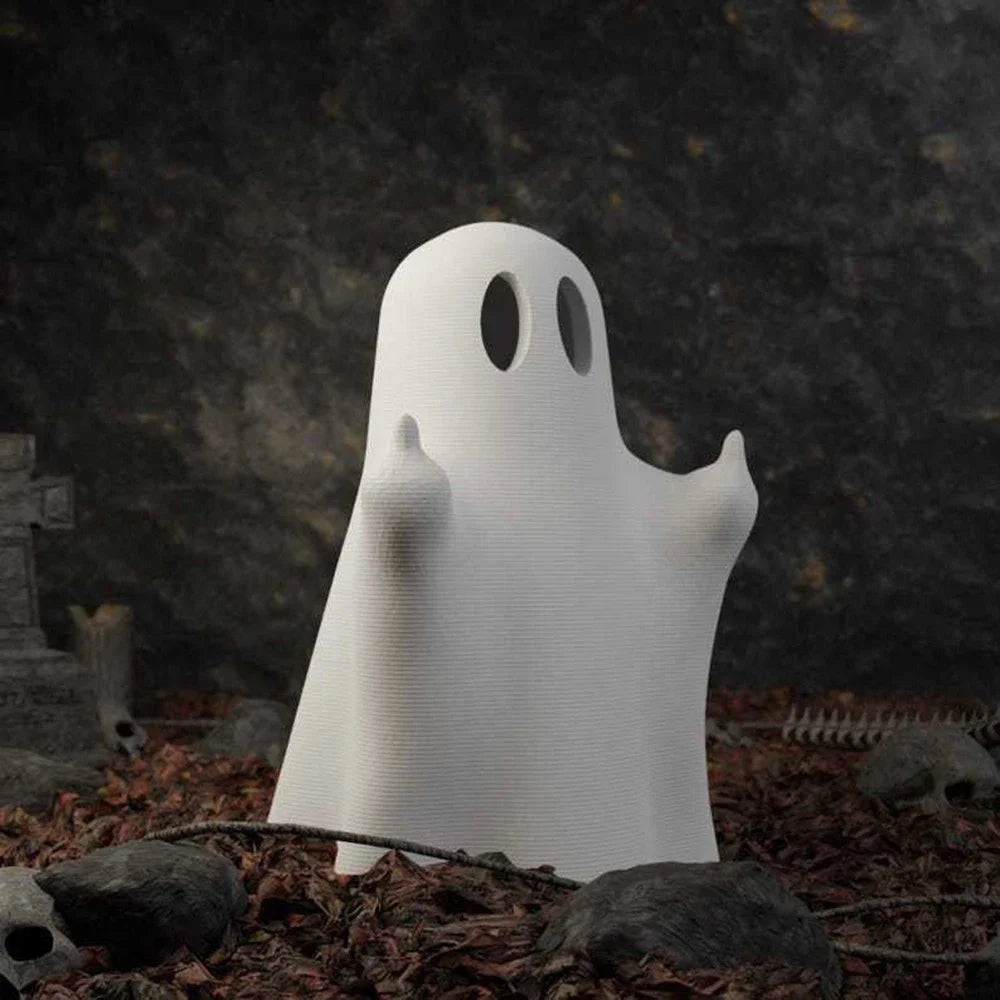 Halloween Ghost Statue - 3D Printed Cute Desktop Decor, Spooky Fun Ornament