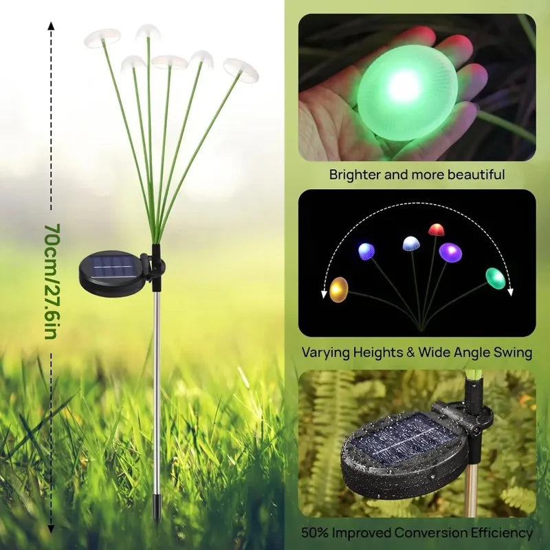 Solar-Powered Mushroom Garden Lights - Outdoor Ambient Lawn Stake Decor
