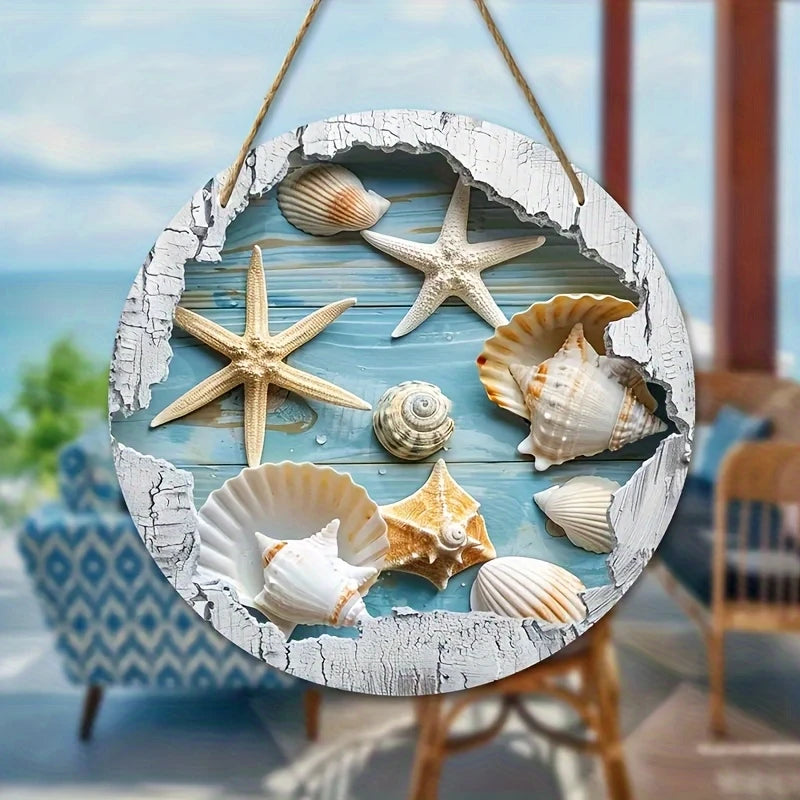 Retro Wooden 8-Inch Round Disc Beach Decor - Summer Ocean Travel Photo Prop