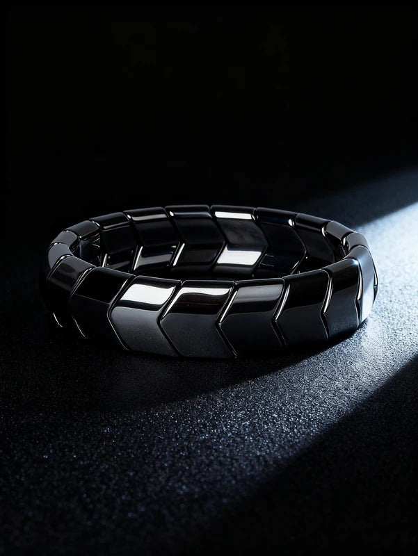 Men's Natural Hematite Arrow Beaded Bracelet for Vigor Protection Confidence