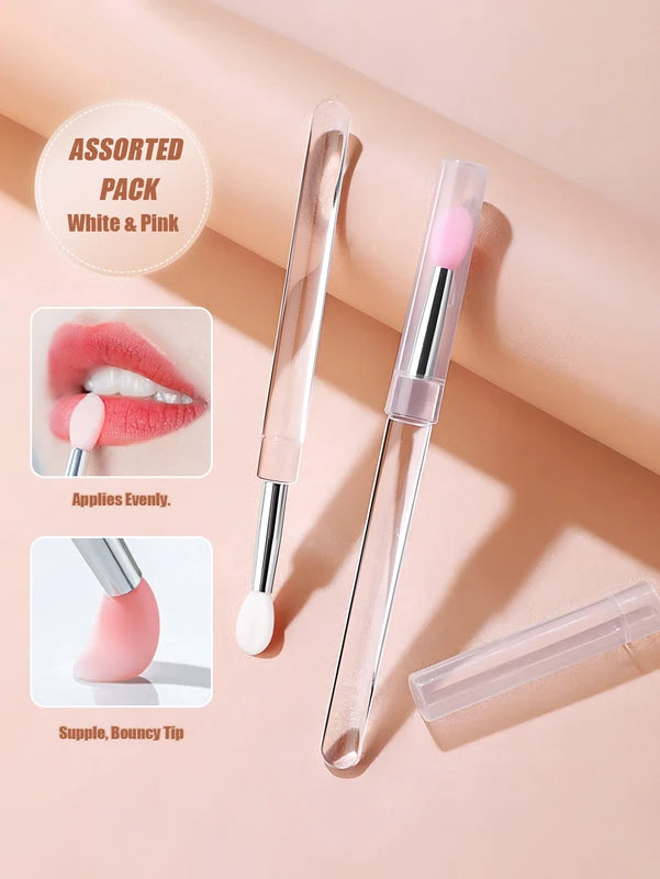 Reusable Silicone Lip Brush with Cap - Portable Dual-Ended Makeup Applicator