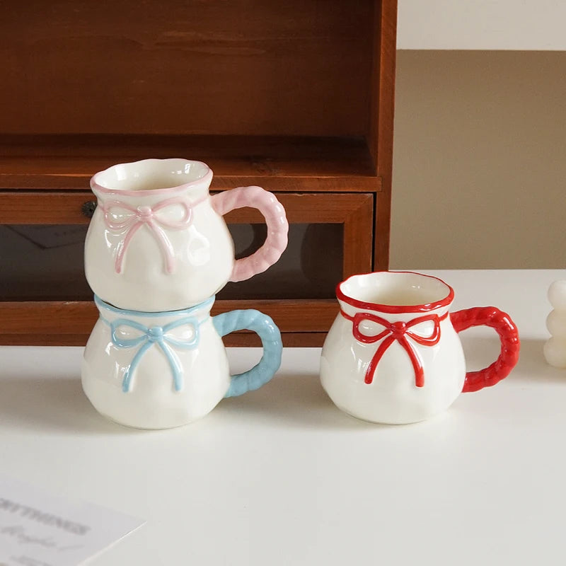 Ceramic Coffee Cup with Bowknot Handle, Small Capacity Tea & Espresso Mug