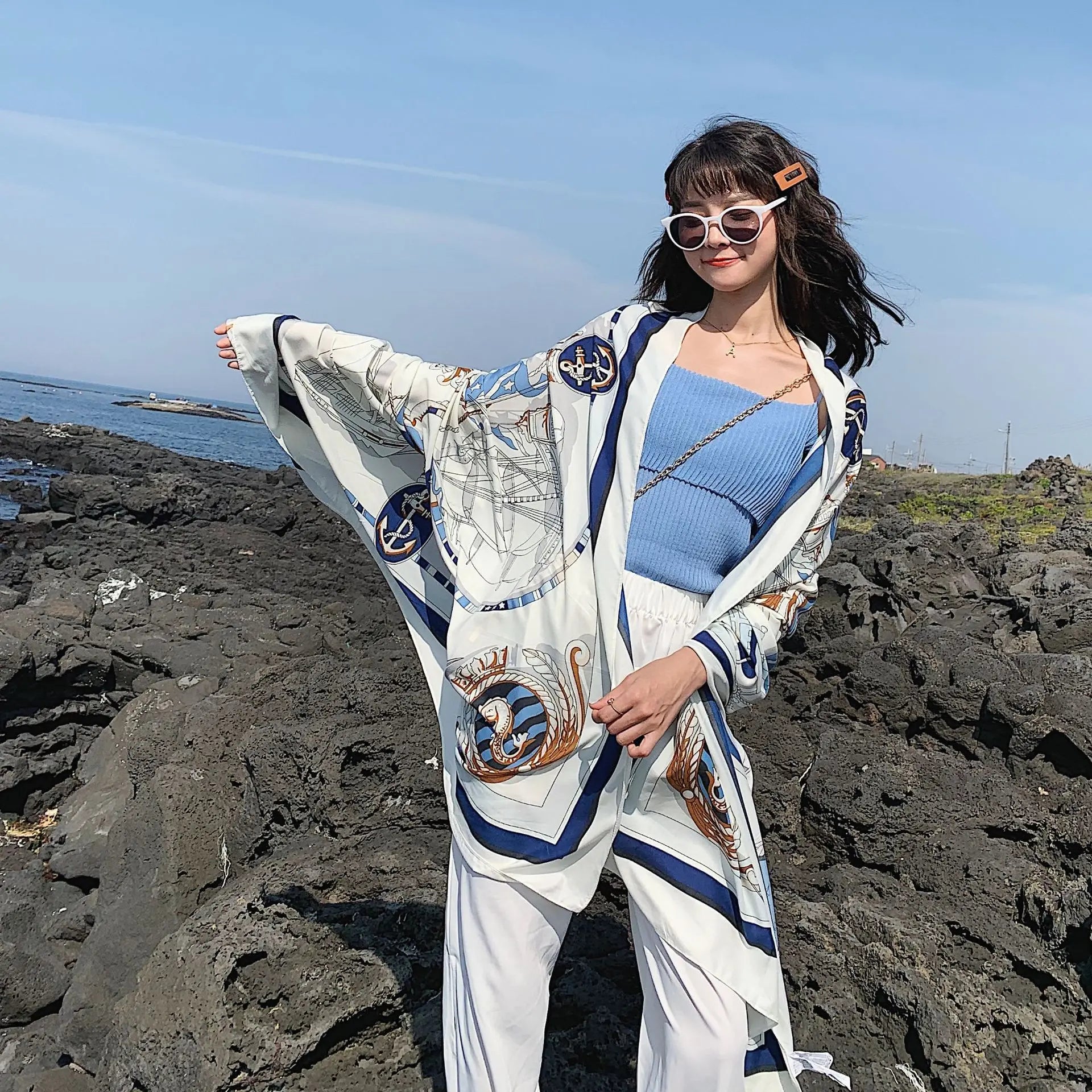Summer Beach Scarf - Oversized Silk Wrap for Travel & Beach