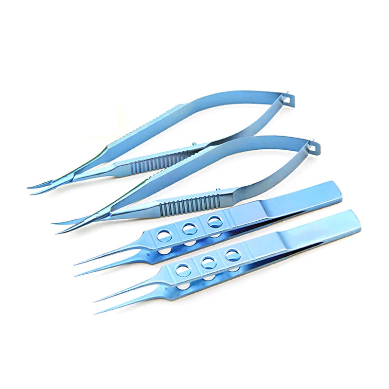Medical Instrument Set with Forceps Needle Holders Scissors & Silicone Sterilization Tray