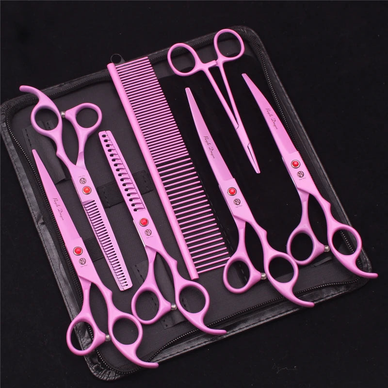 Pet Grooming Scissors Set Japanese Steel 7 Inch Hair Thinning & Cutting Shears