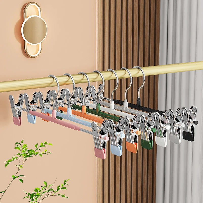 5-Pack Adjustable Non-Slip Pants Hangers with Clips for Jeans and Skirts