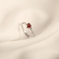 Luxury Red Heart Crystal Opening Rings for Women Wedding Jewelry Stainless Steel