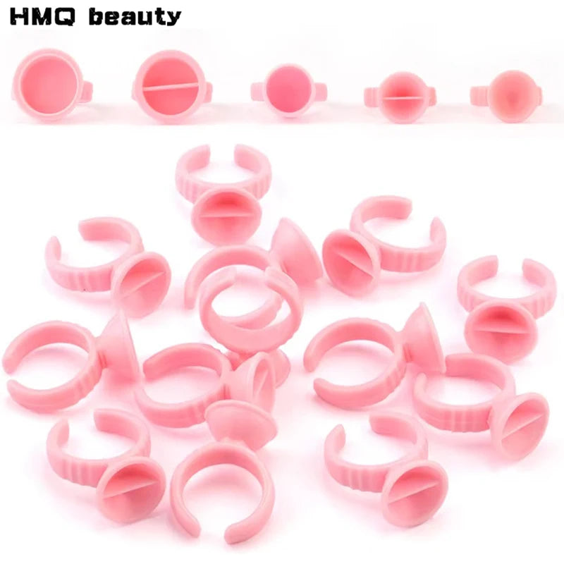 Disposable Plastic Glue Rings for Permanent Makeup and Lash Extensions - 100pcs