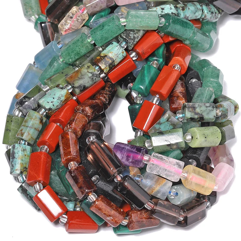 Natural Gem Beads Assortment - Garnet Amazonite Tourmaline 8-11mm Irregular Beads for Jewelry Making