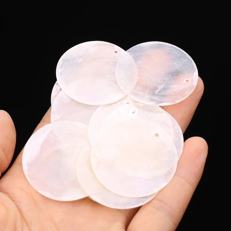 Natural Shell Pendant Charms for Jewelry Making - 100pcs Round White Slices