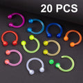 10-Piece Flexible Septum and Body Piercing Ring Set - Acrylic Horseshoe Jewelry