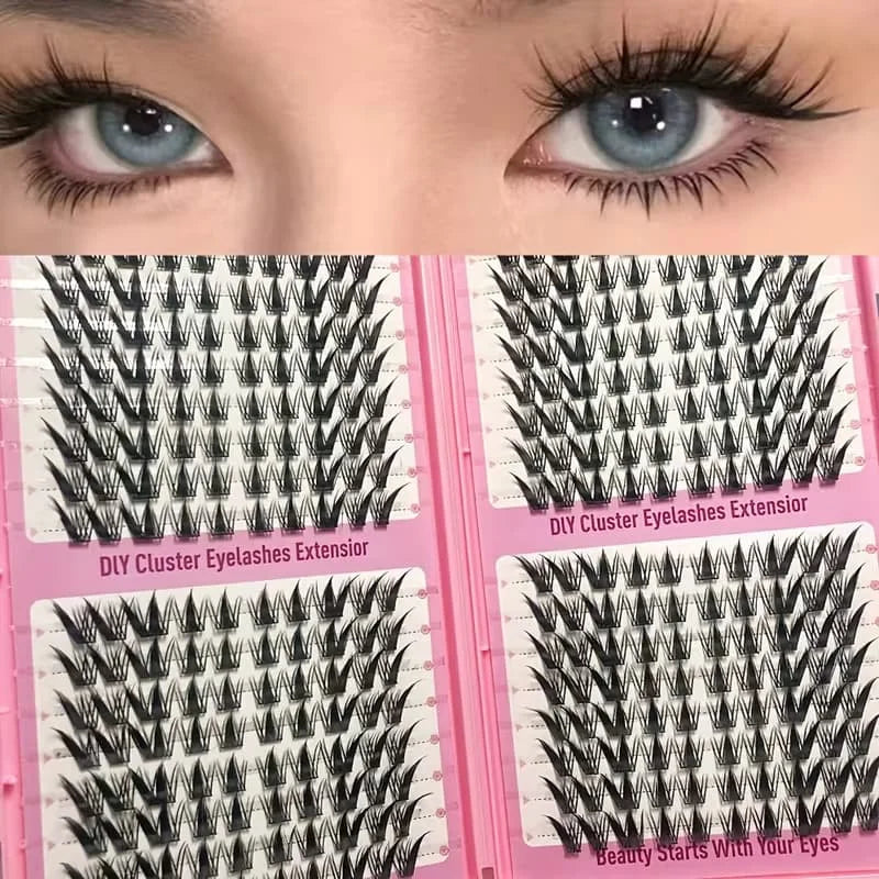 Korean Style Reusable False Eyelash Clusters 320pcs - Slim 13mm for Natural Look