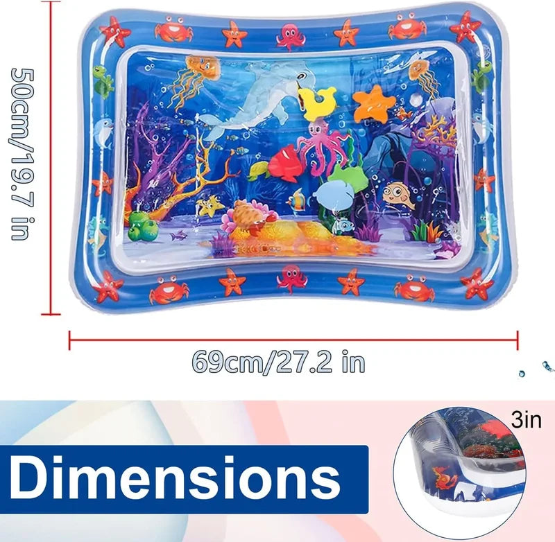 Inflatable Water Sensory Play Mat for Cats and Dogs - Fish Ocean Theme, Thickened PVC