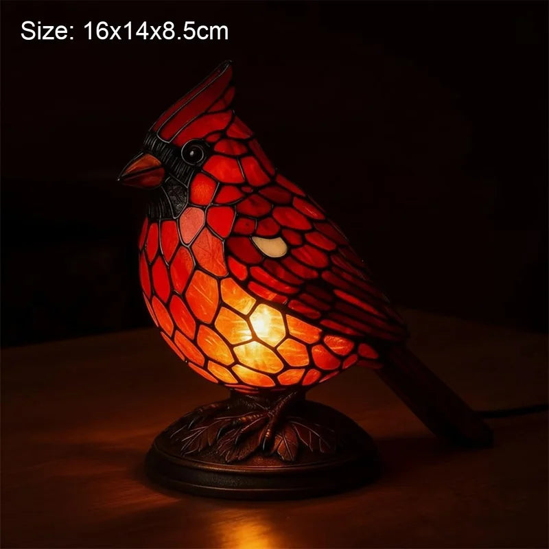 Red Bird Table Lamp - Decorative Night Light for Bedroom & Living Room USB Powered